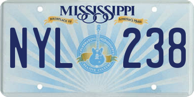 MS license plate NYL238