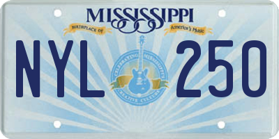 MS license plate NYL250