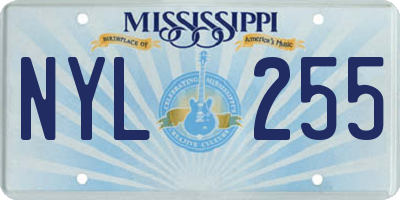 MS license plate NYL255