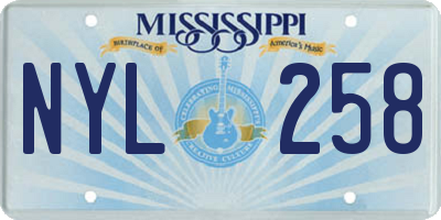 MS license plate NYL258