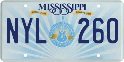 MS license plate NYL260