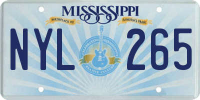 MS license plate NYL265