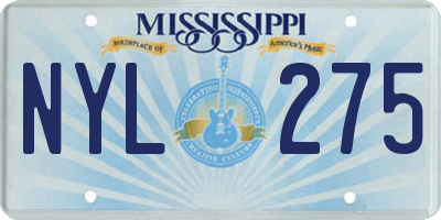 MS license plate NYL275