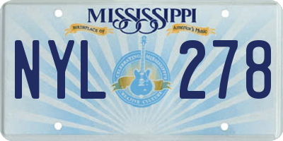 MS license plate NYL278