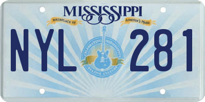 MS license plate NYL281