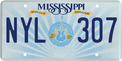 MS license plate NYL307