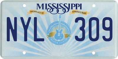 MS license plate NYL309