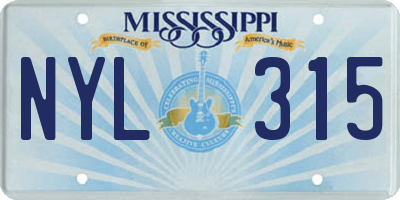 MS license plate NYL315