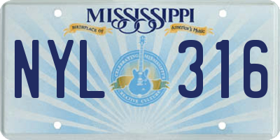 MS license plate NYL316