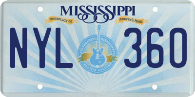 MS license plate NYL360