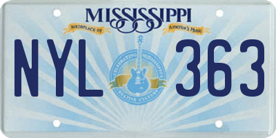 MS license plate NYL363