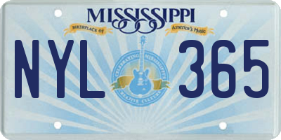 MS license plate NYL365