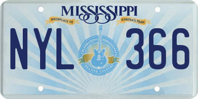 MS license plate NYL366