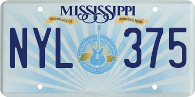 MS license plate NYL375