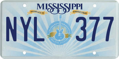 MS license plate NYL377