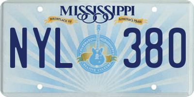 MS license plate NYL380
