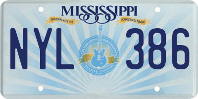 MS license plate NYL386
