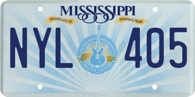MS license plate NYL405