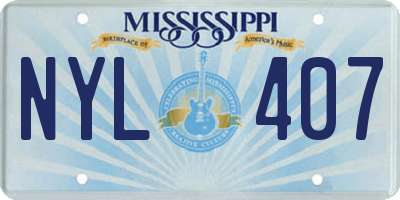 MS license plate NYL407