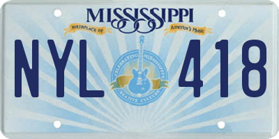 MS license plate NYL418