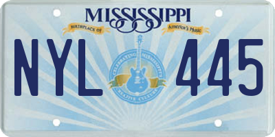MS license plate NYL445