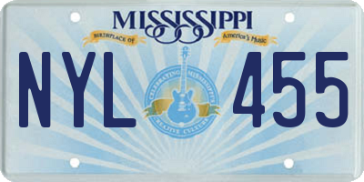 MS license plate NYL455