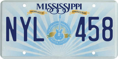 MS license plate NYL458