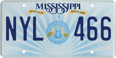 MS license plate NYL466
