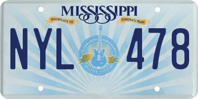MS license plate NYL478