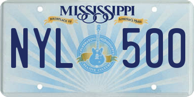 MS license plate NYL500