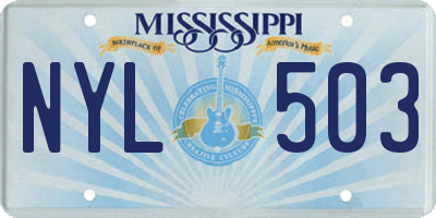 MS license plate NYL503