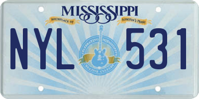 MS license plate NYL531