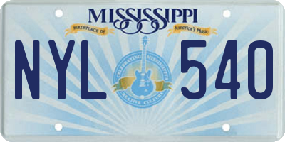 MS license plate NYL540