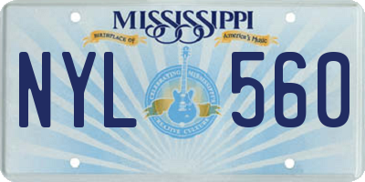 MS license plate NYL560