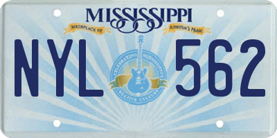MS license plate NYL562
