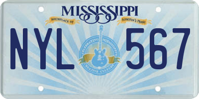 MS license plate NYL567