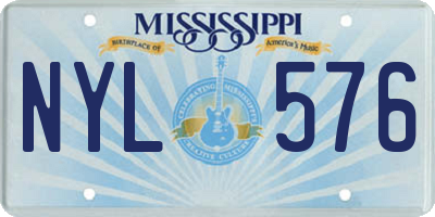 MS license plate NYL576