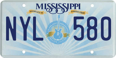 MS license plate NYL580