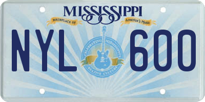 MS license plate NYL600