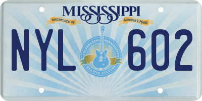 MS license plate NYL602