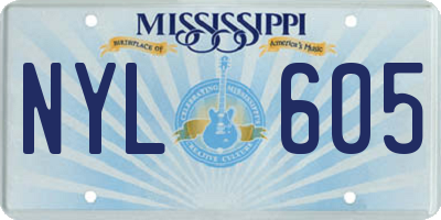 MS license plate NYL605