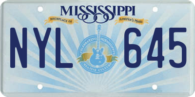 MS license plate NYL645