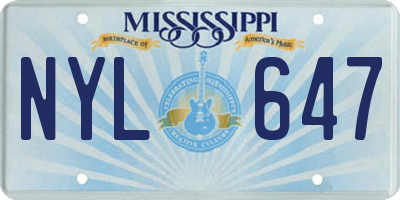 MS license plate NYL647