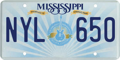 MS license plate NYL650