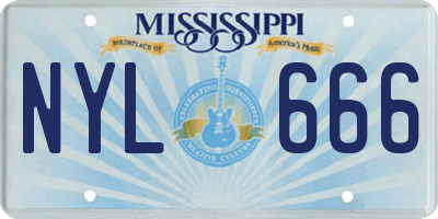 MS license plate NYL666