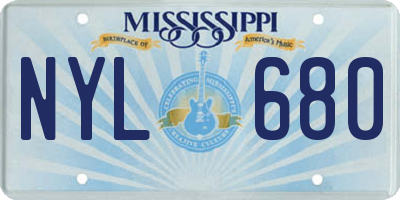 MS license plate NYL680
