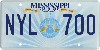MS license plate NYL700