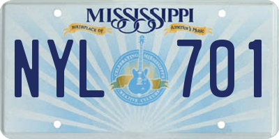 MS license plate NYL701