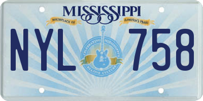 MS license plate NYL758