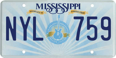 MS license plate NYL759